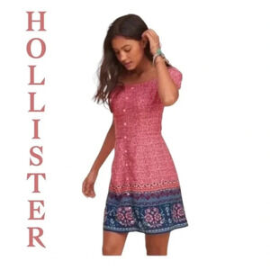 Hollister Button‎ Off-The Shoulder Skater Dress
